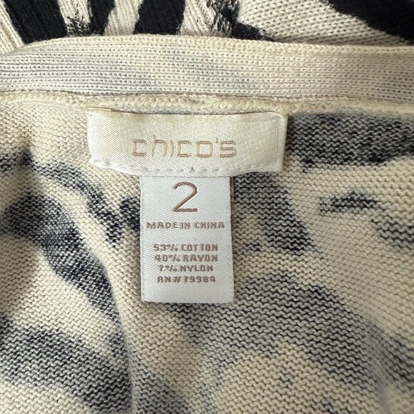 Chicos Womens Mixed Animal Print Cardigan Button Front Beige/Black Size 2 Long - Picture 3 of 5